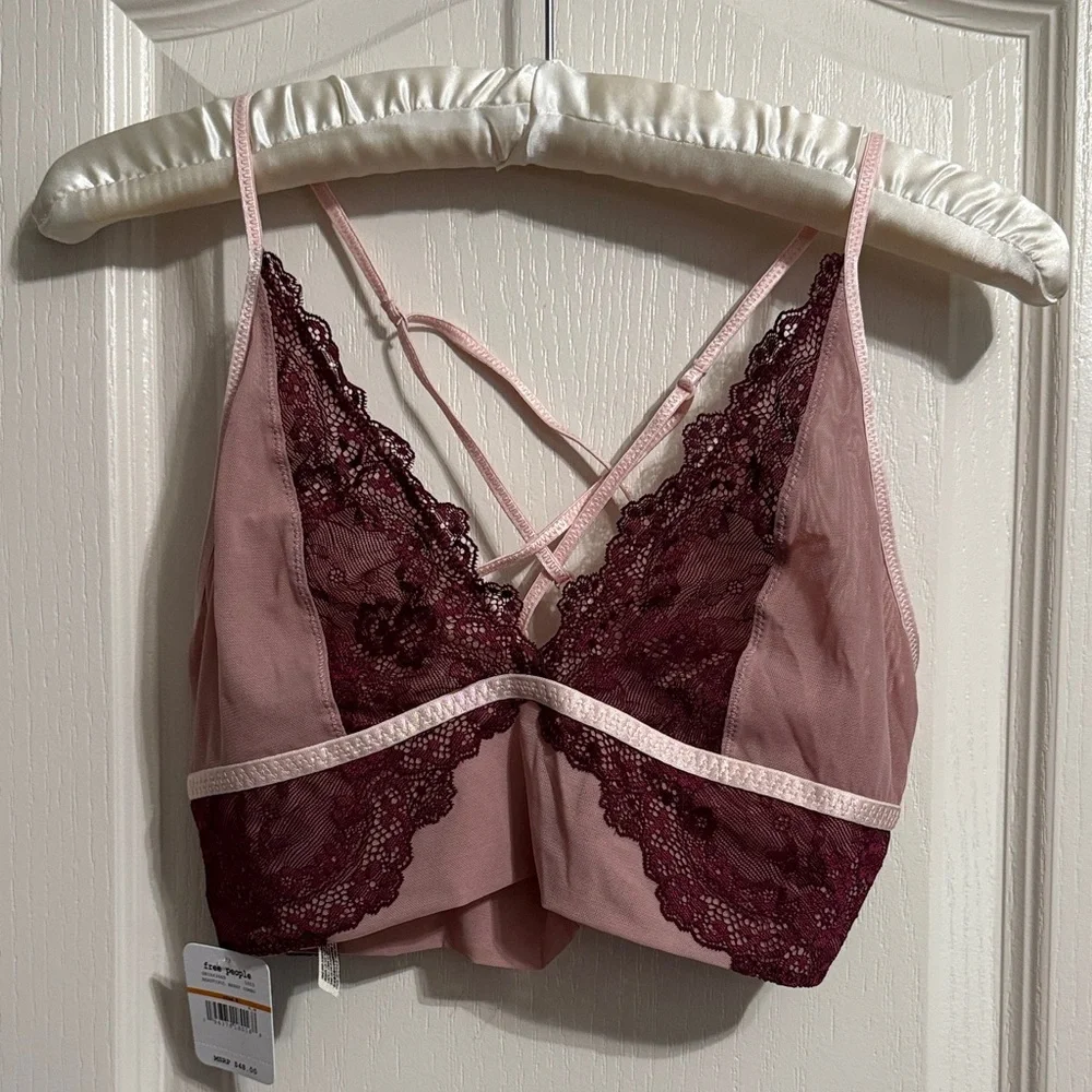 Intimately Free People Leah Soft Lace Bralette Berry Combo Lounge Coquette Boho